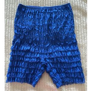 Vintage Blue Lace Tiered‎ Ruffle Bloomers Ruched Shorts Malco Modes M
